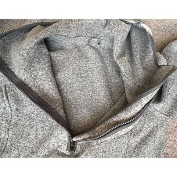 Lululemon Fleece & Thank You Hooded 1/4 Zip Heathered White / Battleship Size 10 - Picture 15 of 16